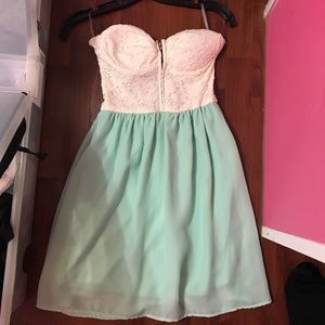 Spring mint and floral dress